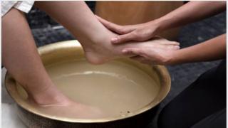 Washing Students' Feet at the Last Supper